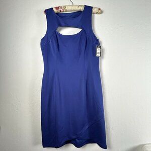 Guess Women Cut Out Sheath Dress Size 14 Blue Sleeveless Lined Back Zip New $118